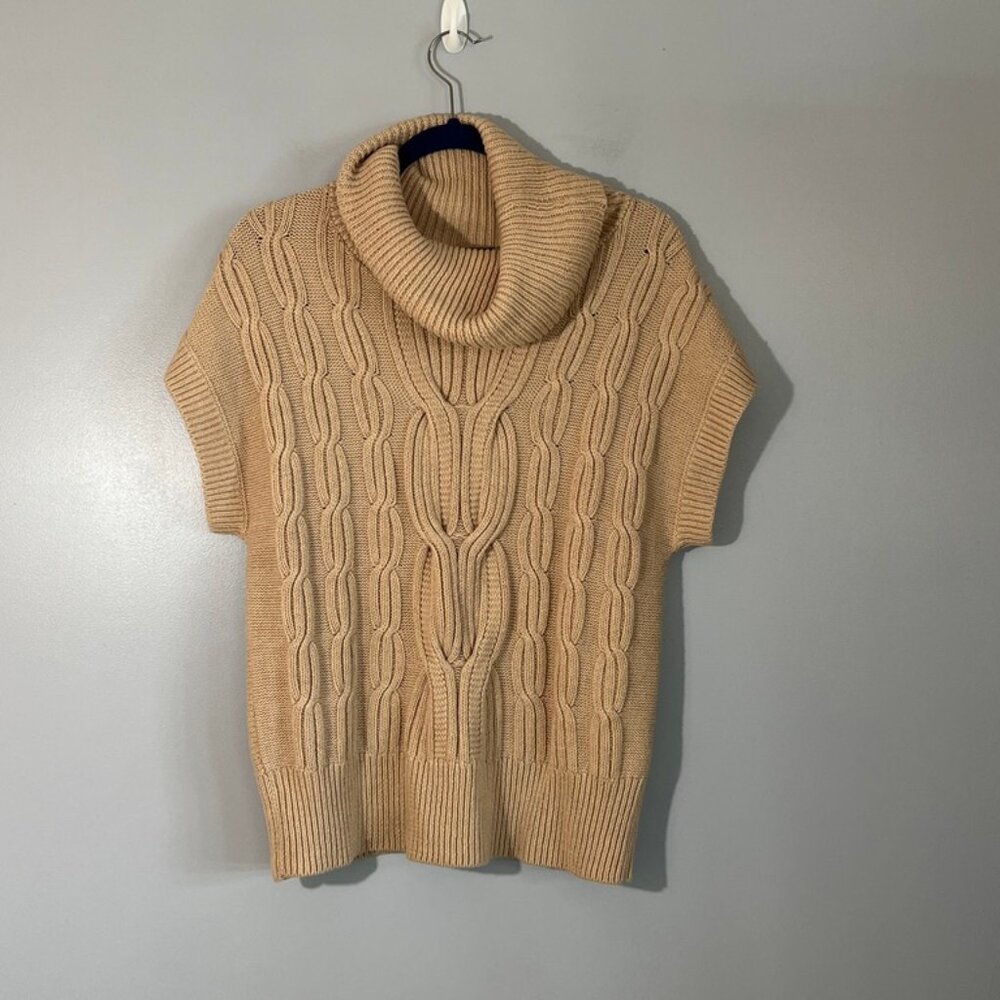 Talbots Cowlneck Cap Sleeve Cable Knit Sweater in Peach